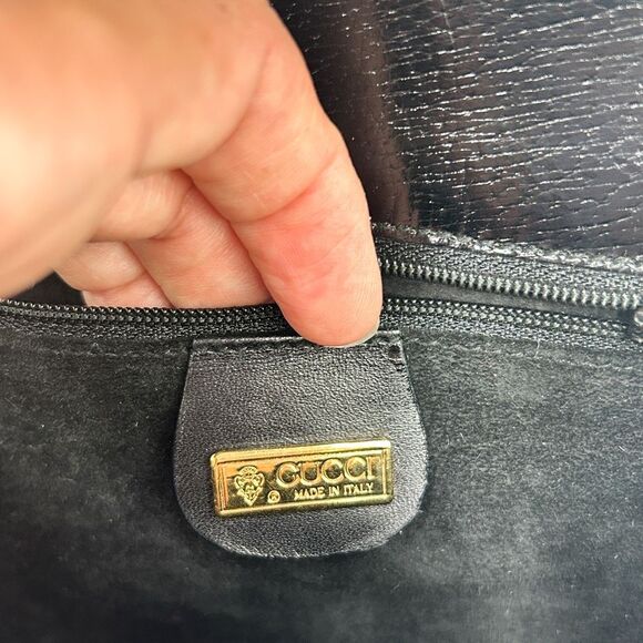 Gucci GG Black Leather Crossbody Shoulder Bag Purse Monogram - Picture 12 of 14